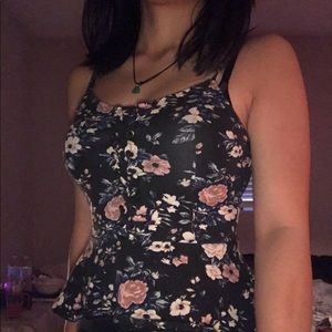 floral fit & flare tank top